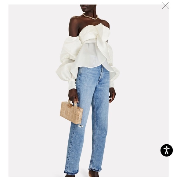 Andres Otalora Serrania Puffed-Sleeve Off-The-Shoulder Silk Top - Picture 4 of 9